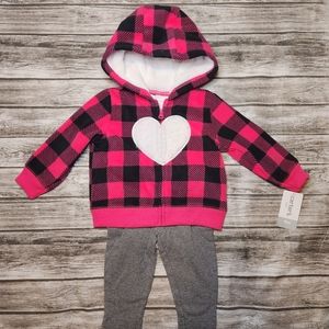 Carters pink and grey heart 3 piece set